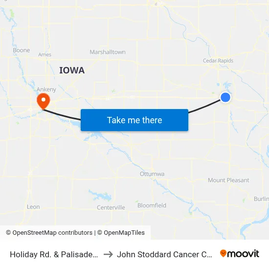 Holiday Rd. & Palisades Eb to John Stoddard Cancer Center map