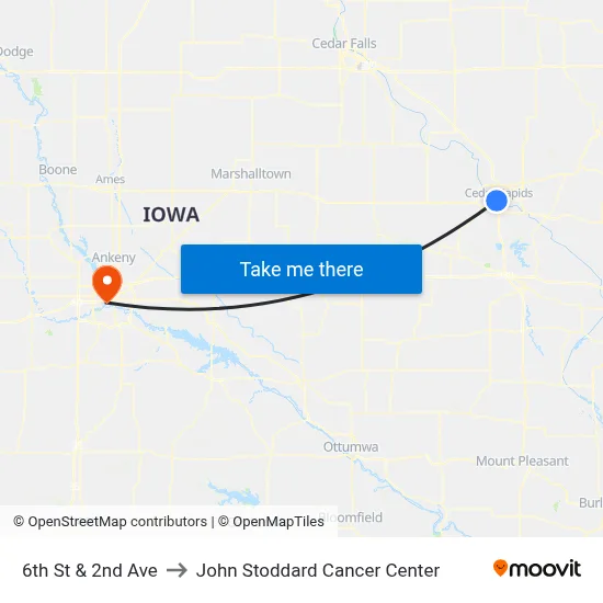 6th St & 2nd Ave to John Stoddard Cancer Center map