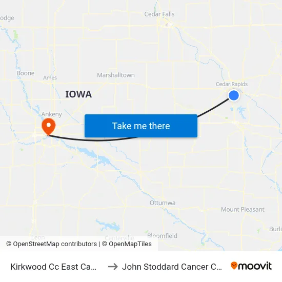 Kirkwood Cc East Campus to John Stoddard Cancer Center map