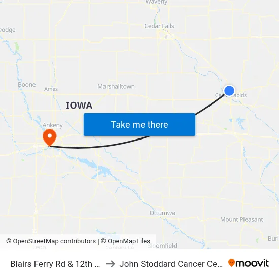 Blairs Ferry Rd & 12th Ave to John Stoddard Cancer Center map