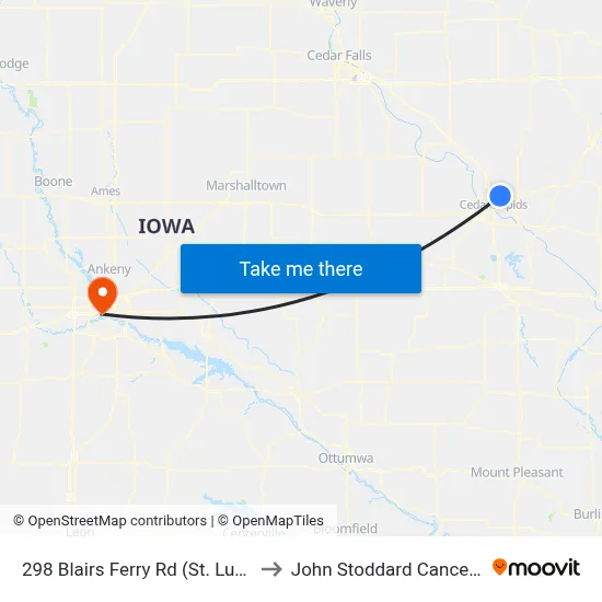 298 Blairs Ferry Rd (St. Luke's Srvs) to John Stoddard Cancer Center map
