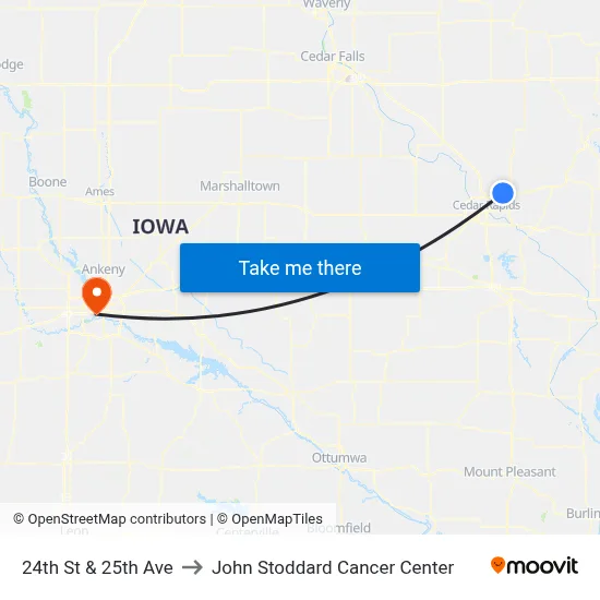 24th St & 25th Ave to John Stoddard Cancer Center map