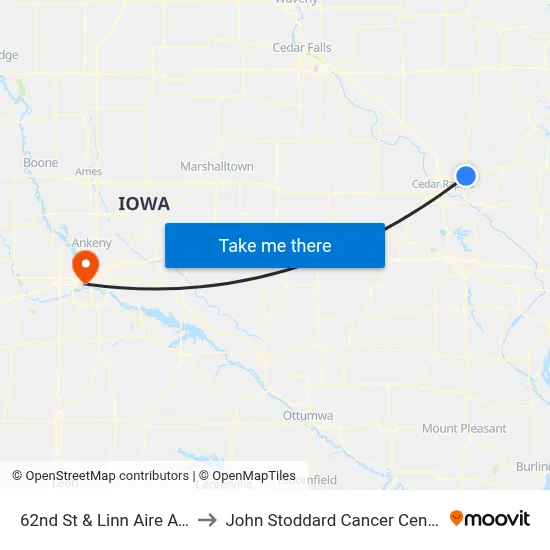 62nd St & Linn Aire Ave to John Stoddard Cancer Center map