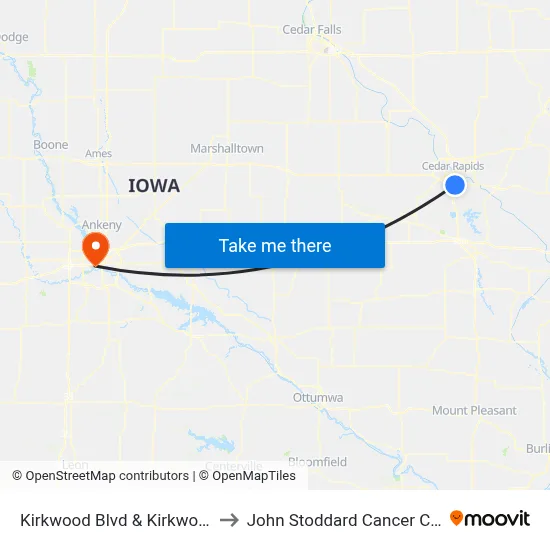 Kirkwood Blvd & Kirkwood Ct to John Stoddard Cancer Center map