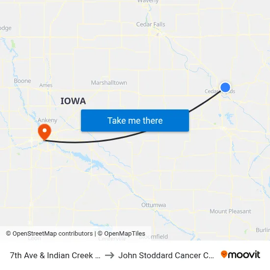 7th Ave & Indian Creek Mall to John Stoddard Cancer Center map