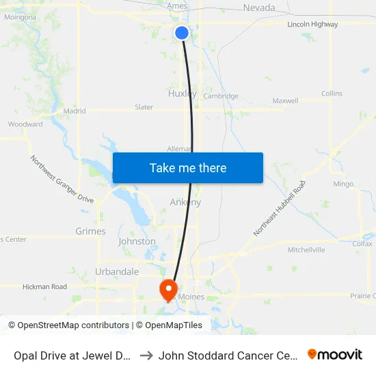 Opal Drive at Jewel Drive to John Stoddard Cancer Center map