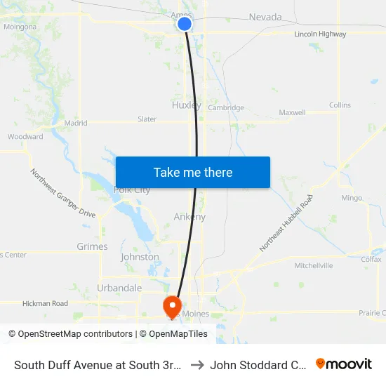 South Duff Avenue at South 3rd Street Northbound to John Stoddard Cancer Center map