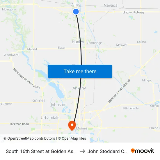 South 16th Street at Golden Aspen Drive Eastbound to John Stoddard Cancer Center map