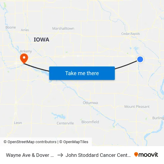 Wayne Ave & Dover St to John Stoddard Cancer Center map