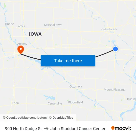 900 North Dodge St to John Stoddard Cancer Center map