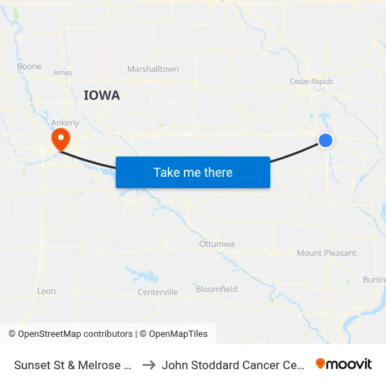 Sunset St & Melrose Ave to John Stoddard Cancer Center map