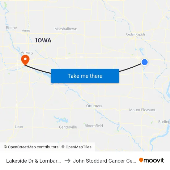 Lakeside Dr & Lombard St to John Stoddard Cancer Center map