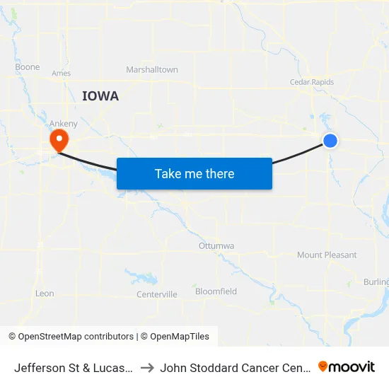 Jefferson St & Lucas St to John Stoddard Cancer Center map