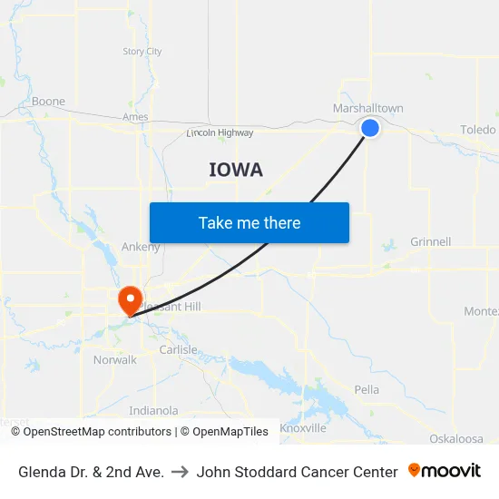 Glenda Dr. & 2nd Ave. to John Stoddard Cancer Center map