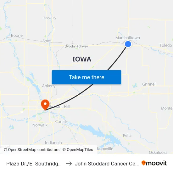 Plaza Dr./E. Southridge Dr. to John Stoddard Cancer Center map