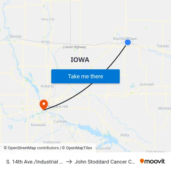 S. 14th Ave./Industrial Blvd to John Stoddard Cancer Center map