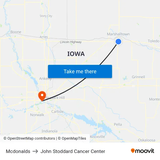 Mcdonalds to John Stoddard Cancer Center map