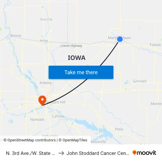 N. 3rd Ave./W. State St. to John Stoddard Cancer Center map