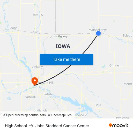 High School to John Stoddard Cancer Center map