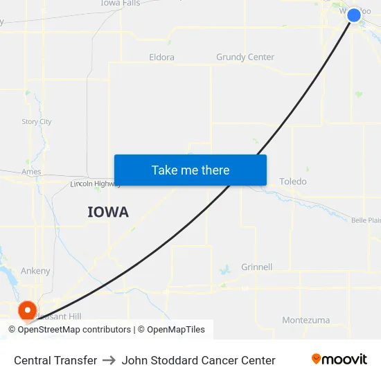 Central Transfer to John Stoddard Cancer Center map