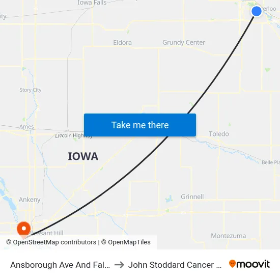 Ansborough Ave And Falls Ave to John Stoddard Cancer Center map