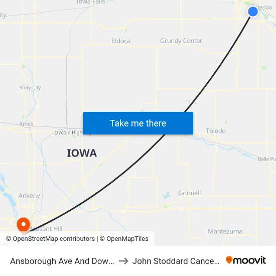 Ansborough Ave And Downing Ave to John Stoddard Cancer Center map
