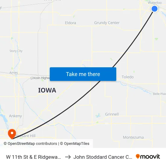 W 11th St & E Ridgeway Ave to John Stoddard Cancer Center map