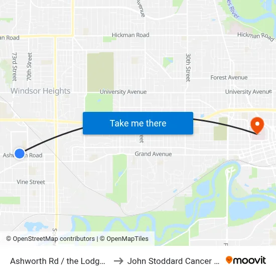 Ashworth Rd / the Lodge, Wdm to John Stoddard Cancer Center map