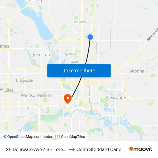 SE Delaware Ave / SE Lorenz Dr, Ank to John Stoddard Cancer Center map