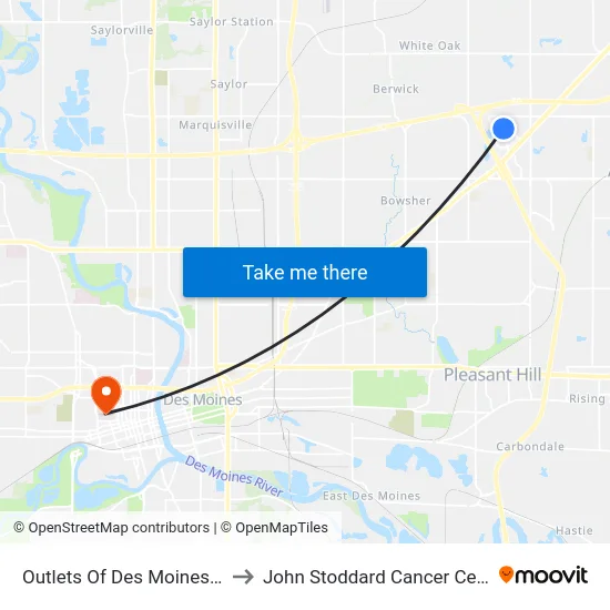 Outlets Of Des Moines, Alt to John Stoddard Cancer Center map