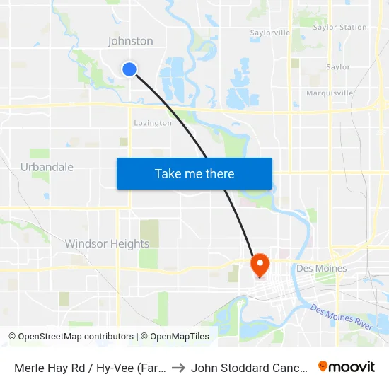 Merle Hay Rd / Hy-Vee (Far-Side), Jst to John Stoddard Cancer Center map