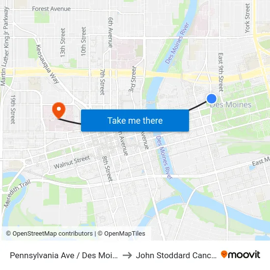 Pennsylvania Ave / Des Moines St, Dsm to John Stoddard Cancer Center map