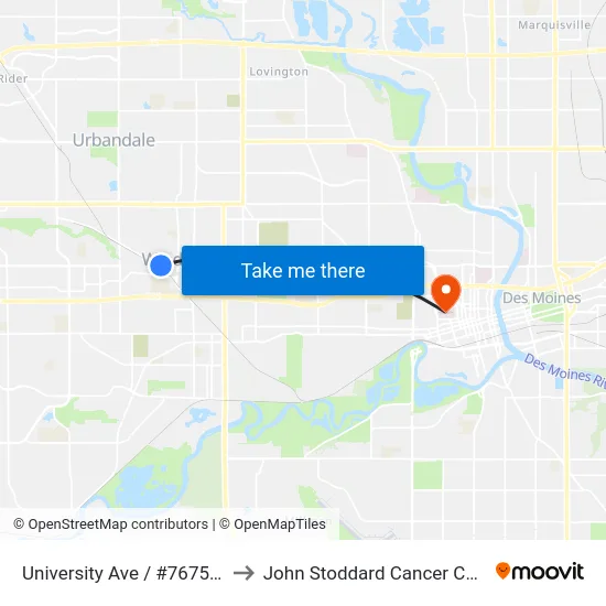 University Ave / #7675, Clv to John Stoddard Cancer Center map