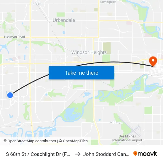 S 68th St / Coachlight Dr (Far-Side), Wdm to John Stoddard Cancer Center map