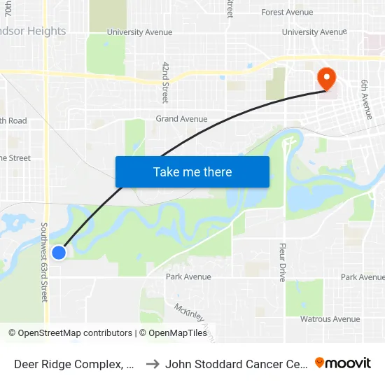 Deer Ridge Complex, Dsm to John Stoddard Cancer Center map