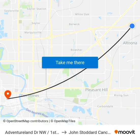 Adventureland Dr NW / 1st Ave N, Alt to John Stoddard Cancer Center map