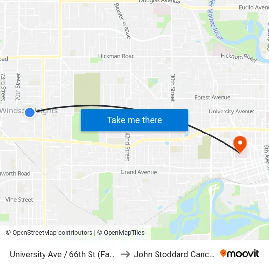 University Ave / 66th St (Far-Side), Wht to John Stoddard Cancer Center map