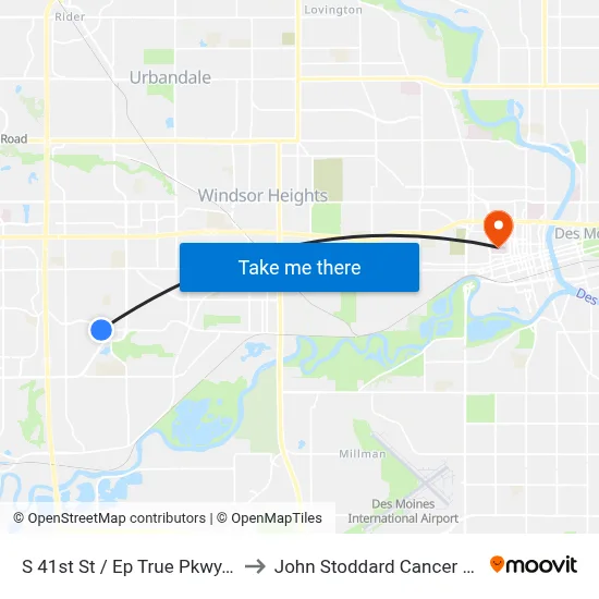 S 41st St / Ep True Pkwy, Wdm to John Stoddard Cancer Center map