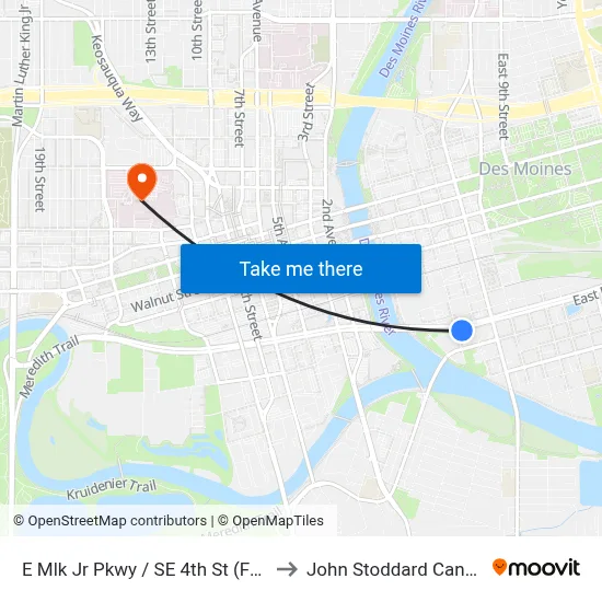 E Mlk Jr Pkwy / SE 4th St (Far-Side), Dsm to John Stoddard Cancer Center map