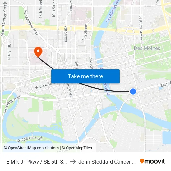 E Mlk Jr Pkwy / SE 5th St, Dsm to John Stoddard Cancer Center map