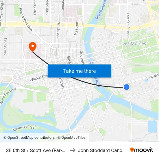 SE 6th St / Scott Ave (Far-Side), Dsm to John Stoddard Cancer Center map