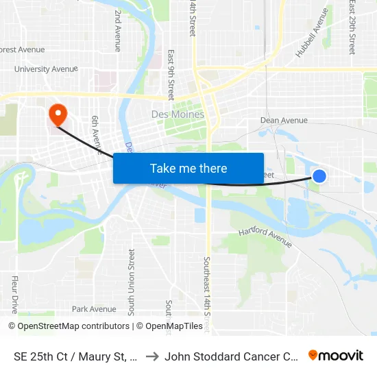 SE 25th Ct / Maury St, Dsm to John Stoddard Cancer Center map