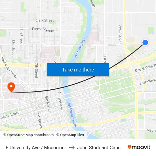 E University Ave / Mccormick St, Dsm to John Stoddard Cancer Center map