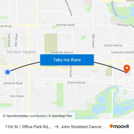 11th St / Office Park Rd, Wdm to John Stoddard Cancer Center map