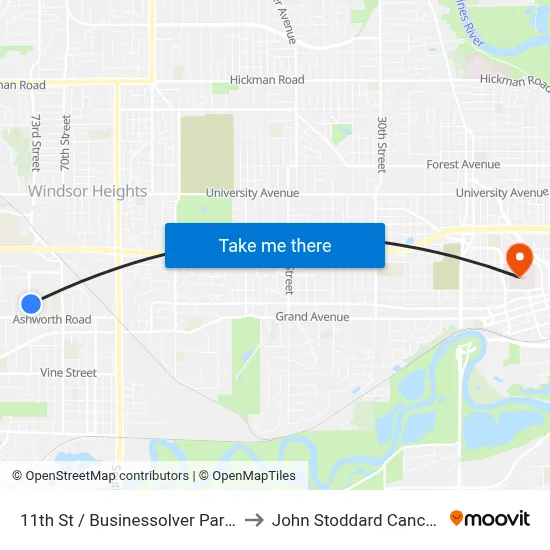 11th St / Businessolver Parking, Wdm to John Stoddard Cancer Center map