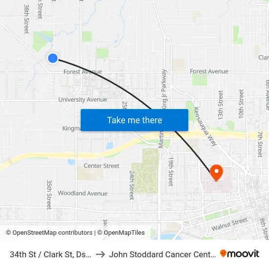 34th St / Clark St, Dsm to John Stoddard Cancer Center map