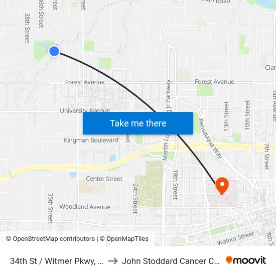 34th St / Witmer Pkwy, Dsm to John Stoddard Cancer Center map