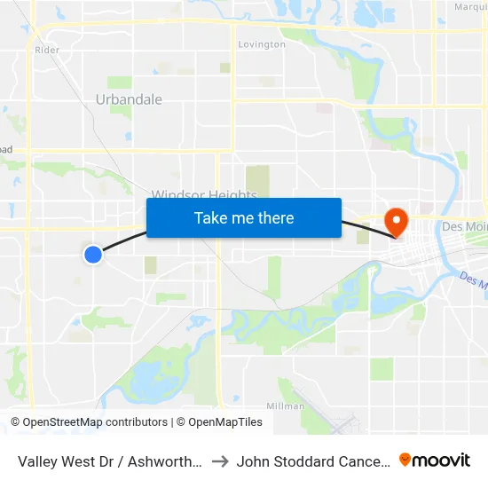 Valley West Dr / Ashworth Rd, Wdm to John Stoddard Cancer Center map