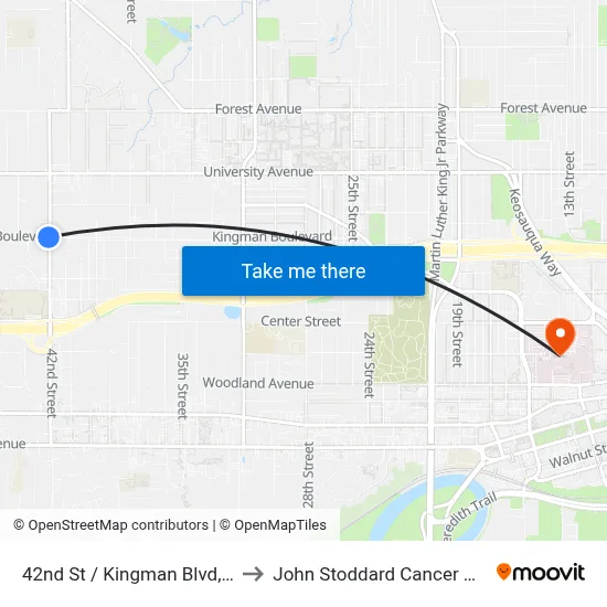 42nd St / Kingman Blvd, Dsm to John Stoddard Cancer Center map