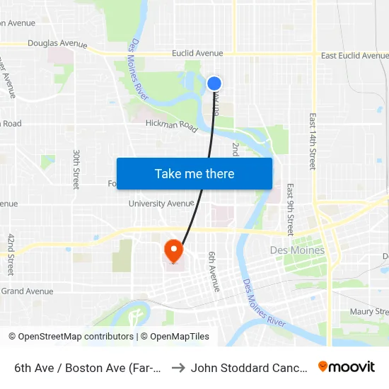 6th Ave / Boston Ave (Far-Side), Dsm to John Stoddard Cancer Center map